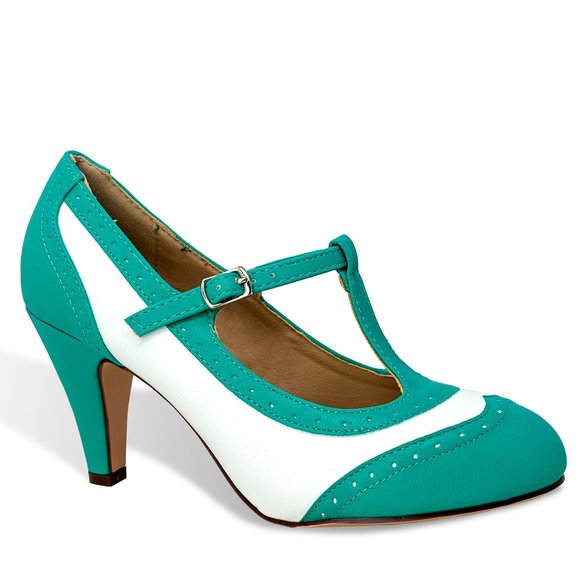 Chase & Chloe Mary Jane Oxford Pumps - Retro Round Toe Shoe with Ankle Strap - Picture 2 of 4